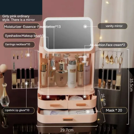 Illuminated Vanity Makeup Organizer