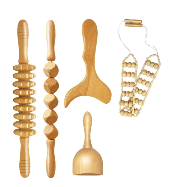 Birch Wood Cellulite Massage Roller Kit