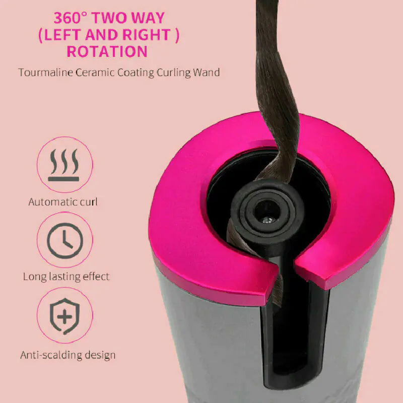 Cordless Ceramic Curling Iron Auto Waver USA