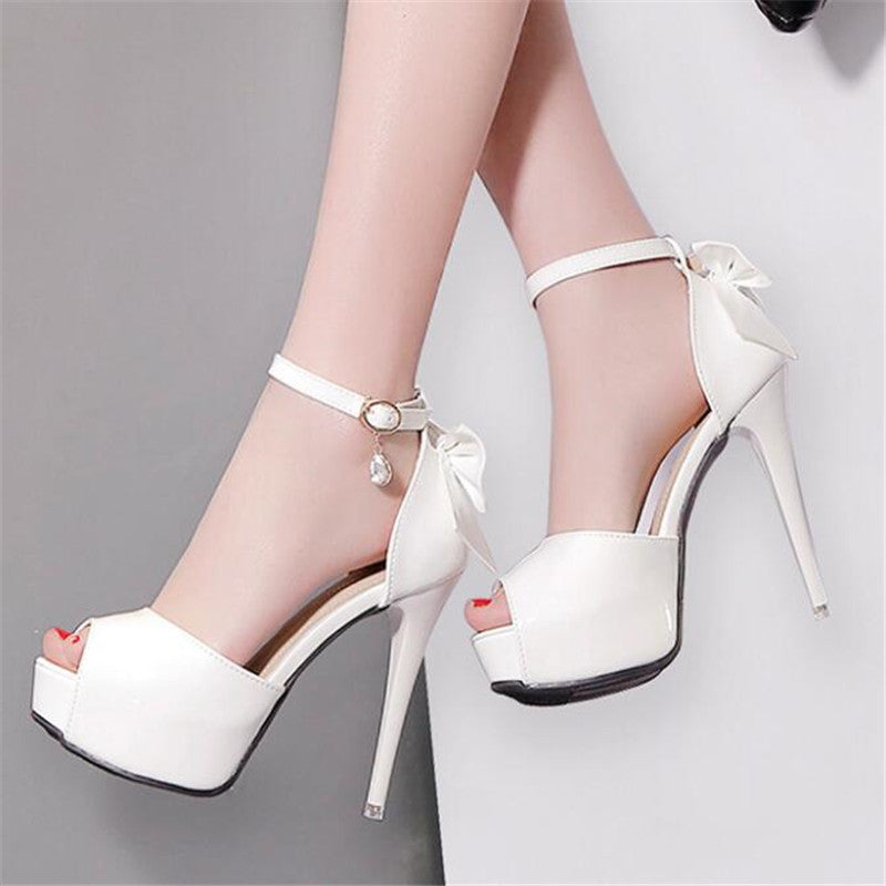 Chic 12CM Bow-Adorned High Heel Sandals