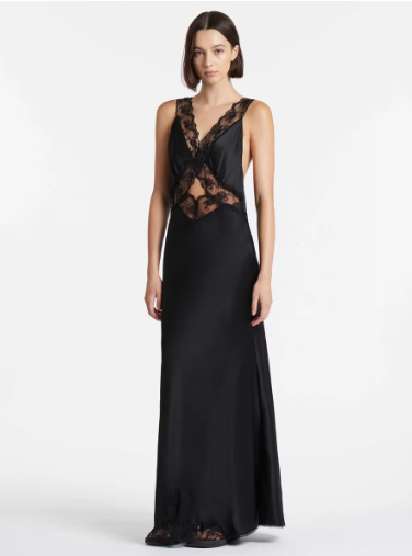 Elegant Lace Spliced Maxi Gown