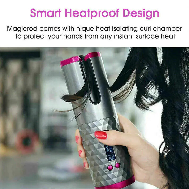 Cordless Ceramic Curling Iron Auto Waver USA
