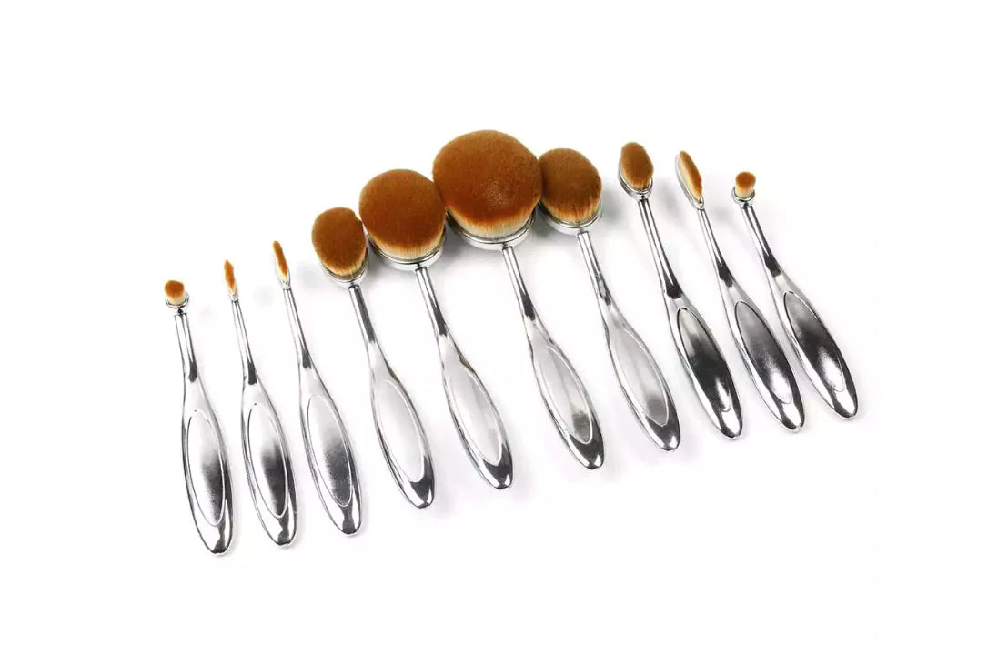 Cruelty-Free 10-Piece Oval Makeup Brush Set