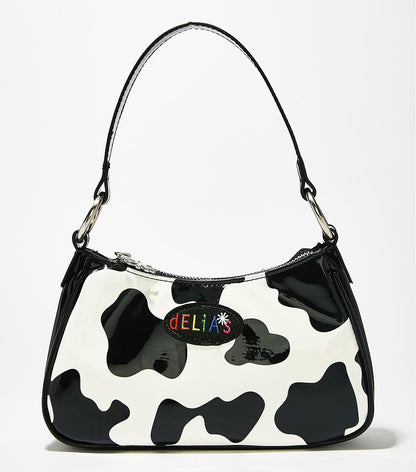 Chic Cow Print Baguette Tote