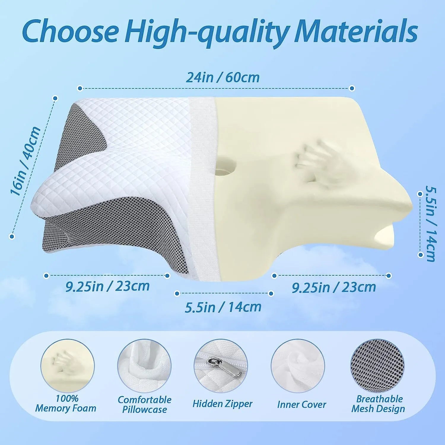Ergonomic Memory Foam Pillow Breathable