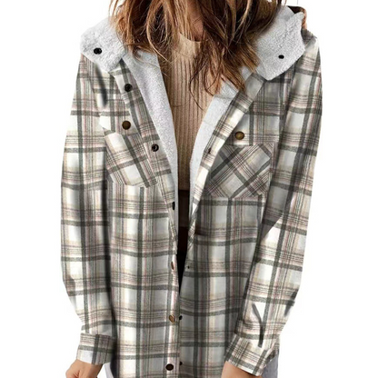 Chic Plaid Wool Hooded Coat