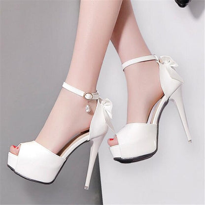 Chic 12CM Bow-Adorned High Heel Sandals