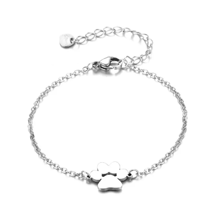 Steel Paw Print Charm Bracelet