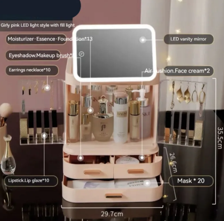 Illuminated Vanity Makeup Organizer