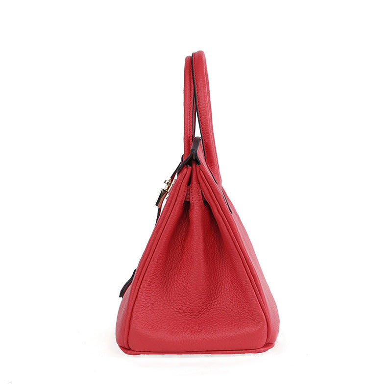 Platinum Lychee Cowhide Purse for Women