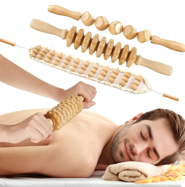 Birch Wood Cellulite Massage Roller Kit