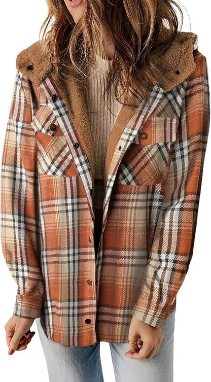 Chic Plaid Wool Hooded Coat