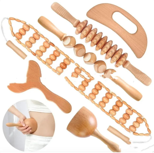 Birch Wood Cellulite Massage Roller Kit