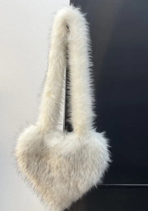Chic Heart Fleece Messenger Bag