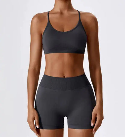 Seamless Shorts &amp; Cross Back Strappy Bra Set