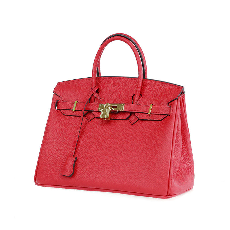 Platinum Lychee Cowhide Purse for Women