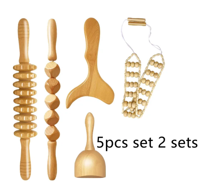 Birch Wood Cellulite Massage Roller Kit