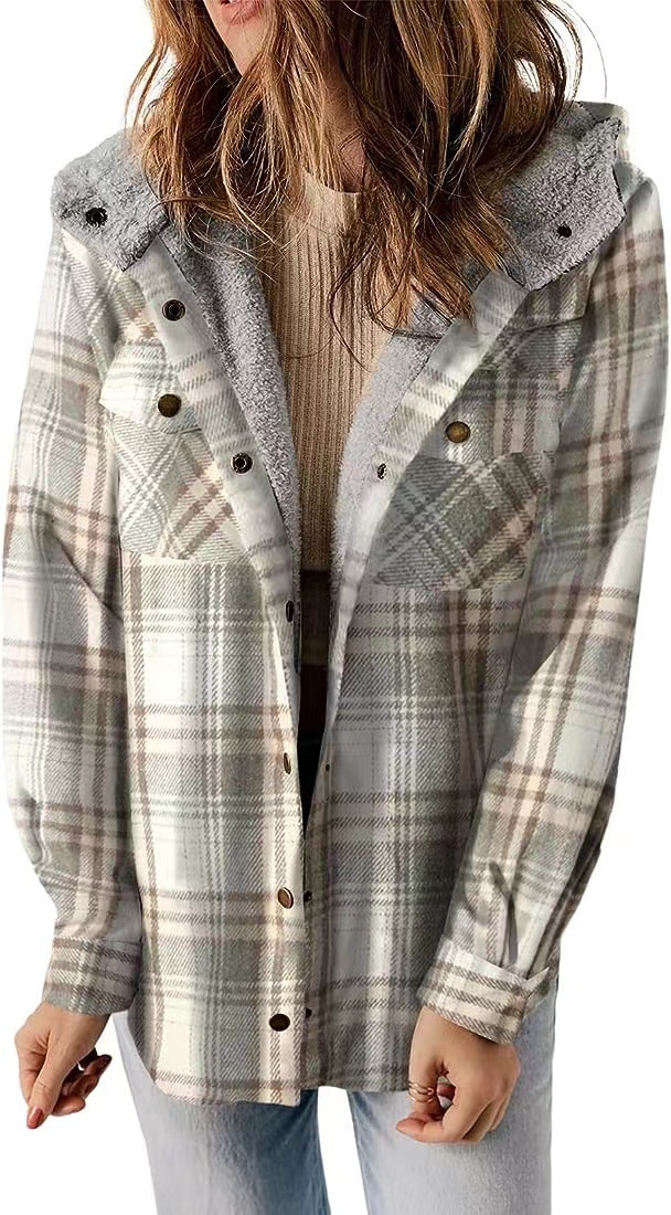 Chic Plaid Wool Hooded Coat