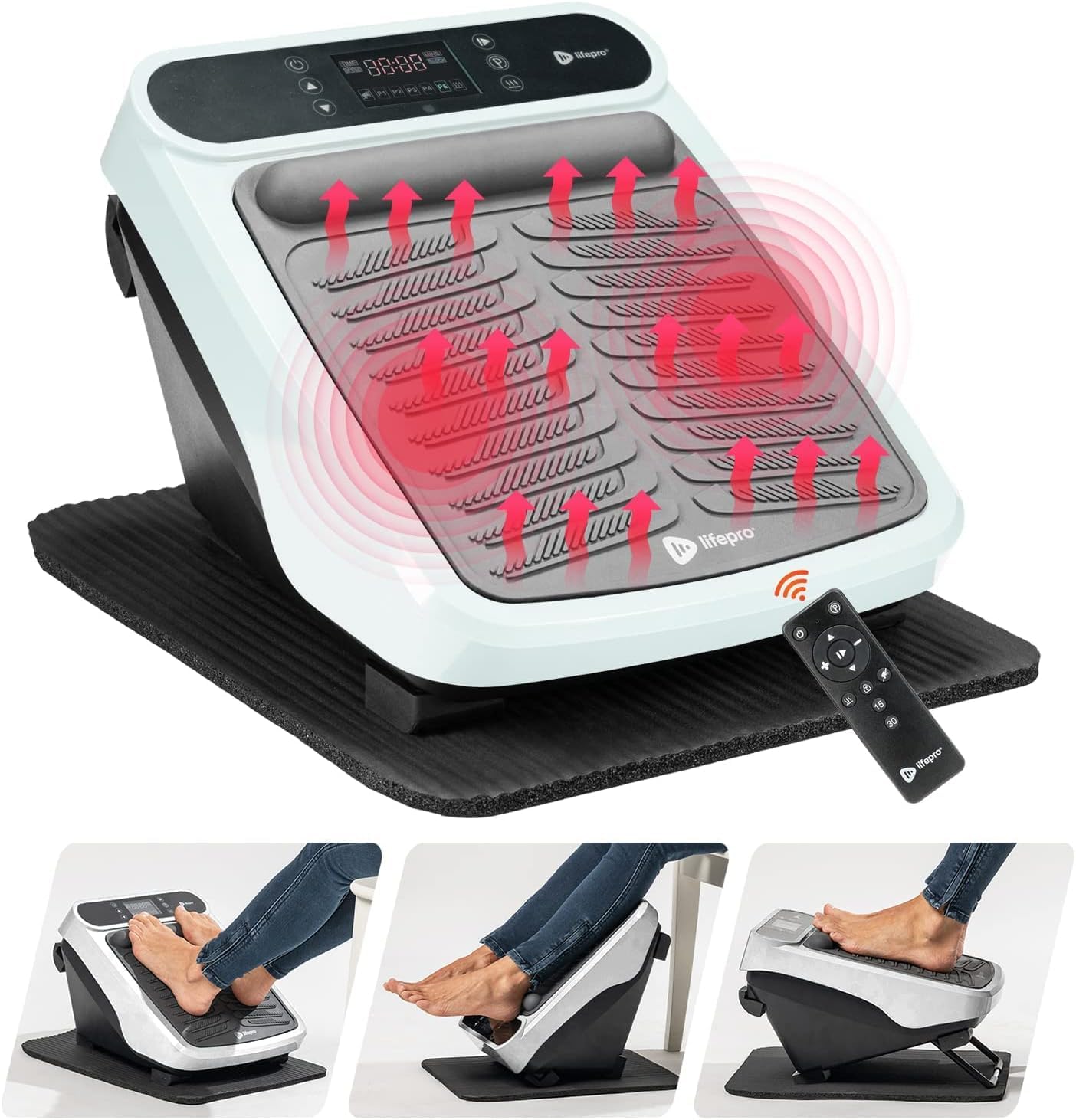 LifePro Foot Massager for Relaxing Calf &amp; Foot Therapy - Vibrating Foot Massage Circulation Machine for Legs and Feet with Heat Combo -Under Desk Foot Massager for Pain Relief and Circulation of Blood