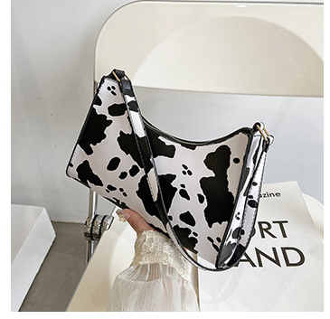 Chic Cow Print Baguette Tote