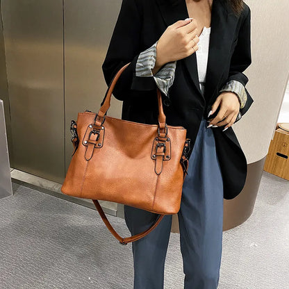 Vintage Elegance Shoulder Bag - High Capacity