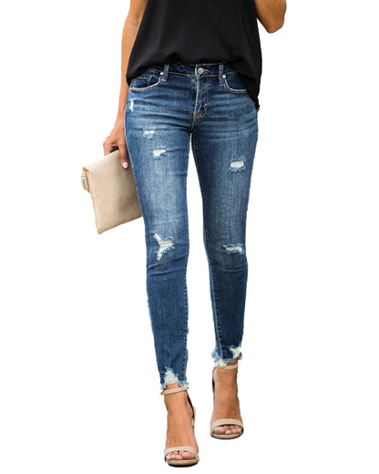 Trendy Slim-Fit Distressed Jeans