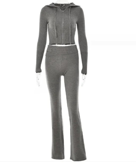 SleekEase Zip Hoodie & High-Waist Set