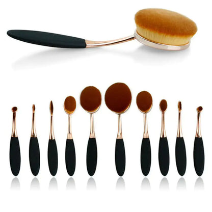 Cruelty-Free 10-Piece Oval Makeup Brush Set