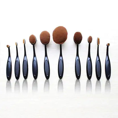 Cruelty-Free 10-Piece Oval Makeup Brush Set