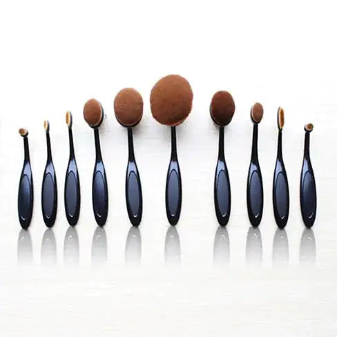 Cruelty-Free 10-Piece Oval Makeup Brush Set