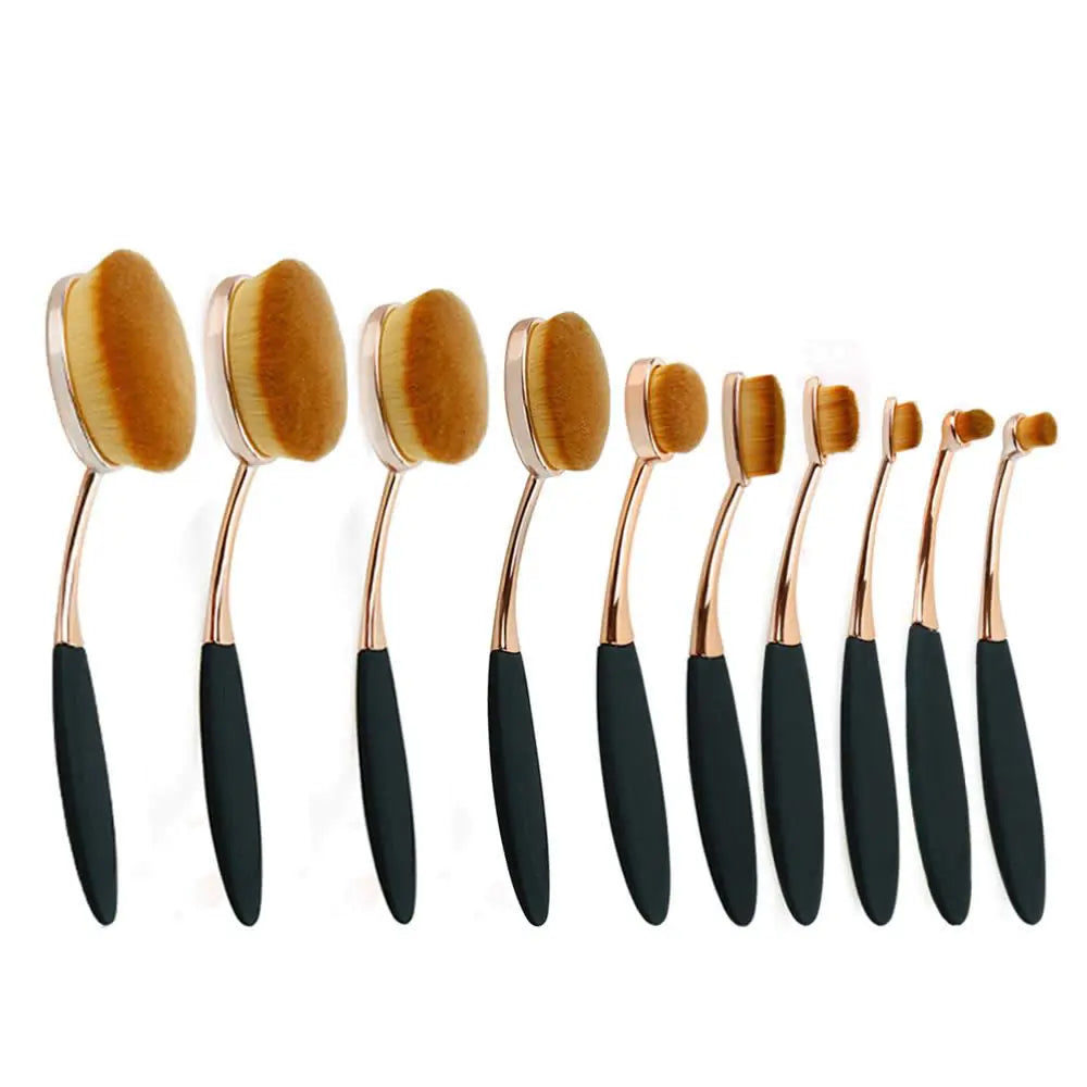 Cruelty-Free 10-Piece Oval Makeup Brush Set