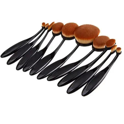 Cruelty-Free 10-Piece Oval Makeup Brush Set