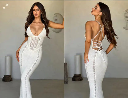 Chic Backless Knit Maxi