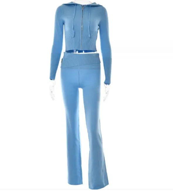 SleekEase Zip Hoodie &amp; High-Waist Set