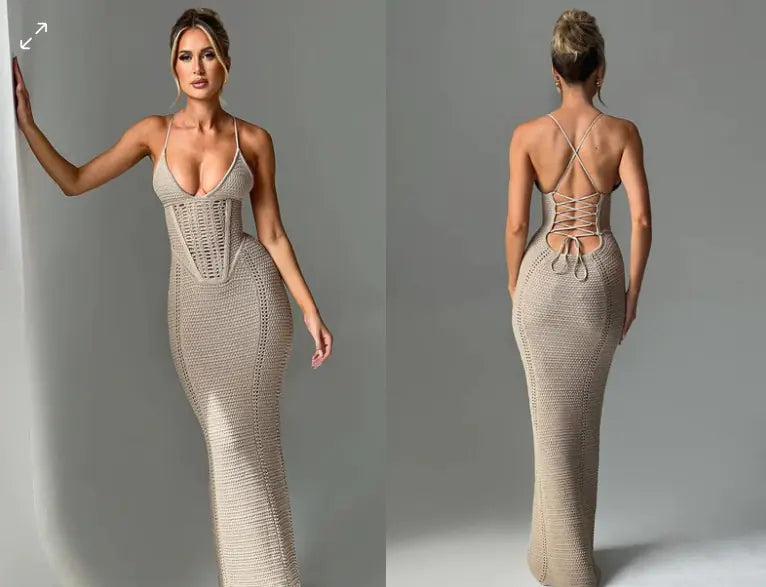 Chic Backless Knit Maxi