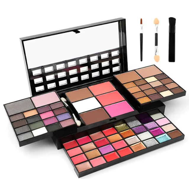 74-Color Makeup Set: Lip Gloss, Blush, Eyeshadow &amp; Highlight Palette
