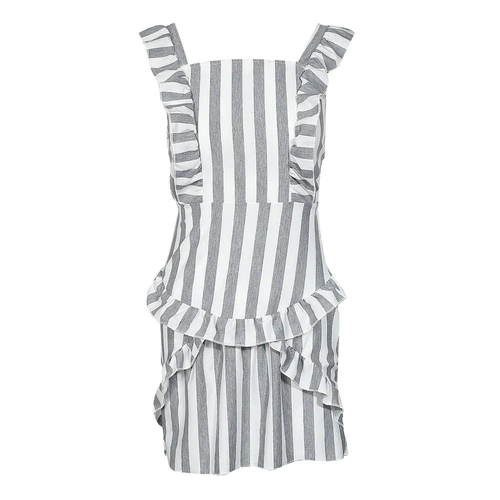 Chic Striped Lace-Up Dress