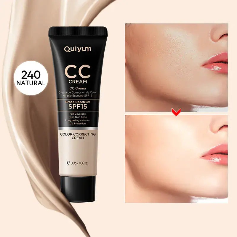 Quiyum CC Cream 240 Natural 30ml, hydrating CC cream for coverage and hydration, enhancing natural beauty.