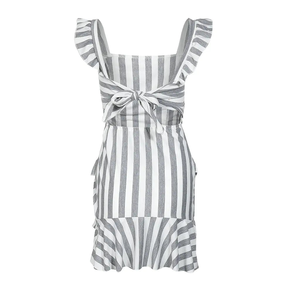 Chic Striped Lace-Up Dress