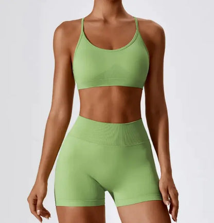 Seamless Shorts &amp; Cross Back Strappy Bra Set