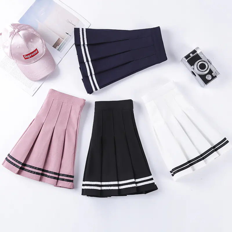 Chic Striped Elastic Waist Skirt