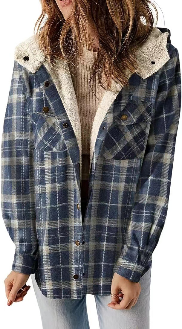 Chic Plaid Wool Hooded Coat