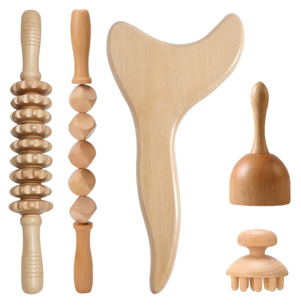 Birch Wood Cellulite Massage Roller Kit