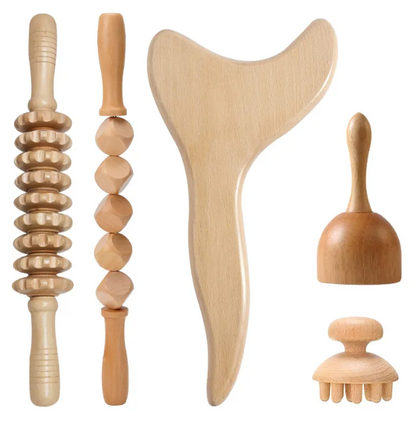 Birch Wood Cellulite Massage Roller Kit