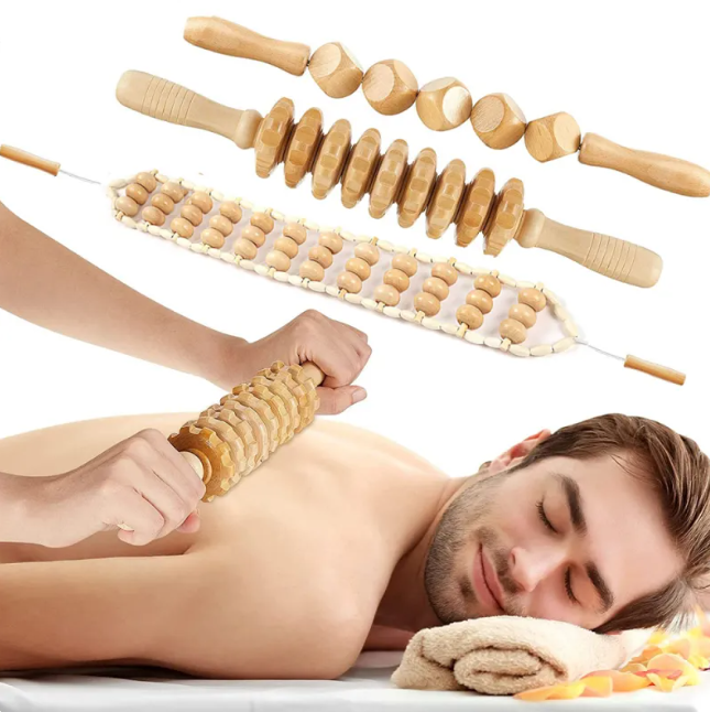 Birch Wood Cellulite Massage Roller Kit