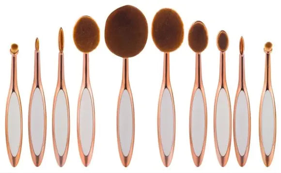 Cruelty-Free 10-Piece Oval Makeup Brush Set