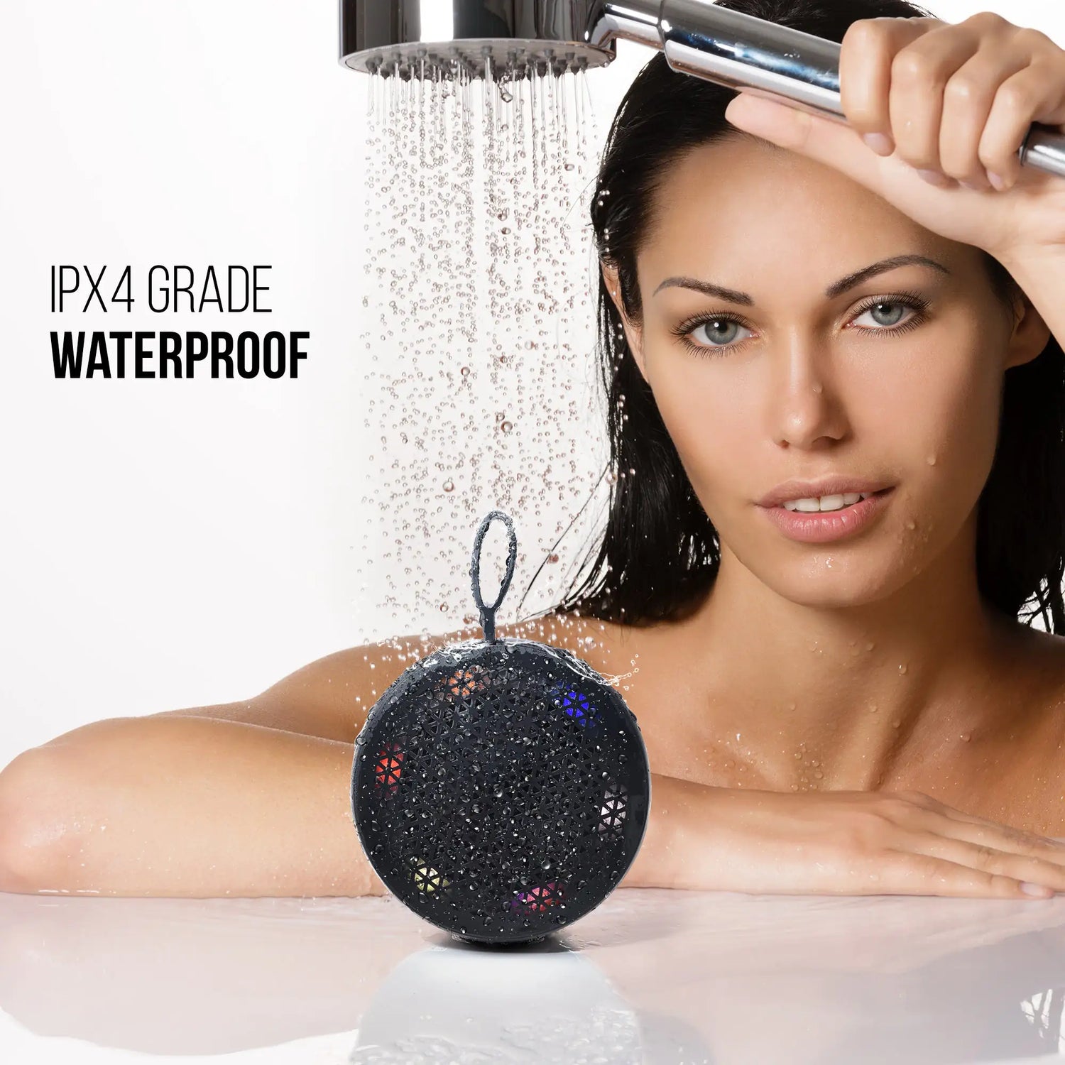 AQUABEAT Waterproof Bluetooth Shower Speaker with LED