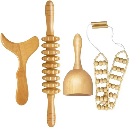 Birch Wood Cellulite Massage Roller Kit