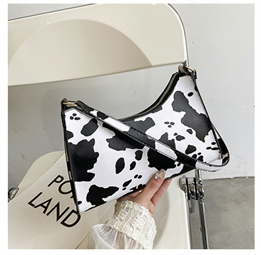 Chic Cow Print Baguette Tote