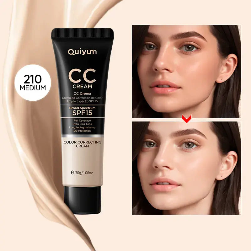 Quiyum CC Cream 30ml (Color Box) - Hydrating and Concealing, showcasing powerful coverage and hydration for radiant skin.